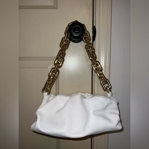 Elegant White Bag with Gold Chain